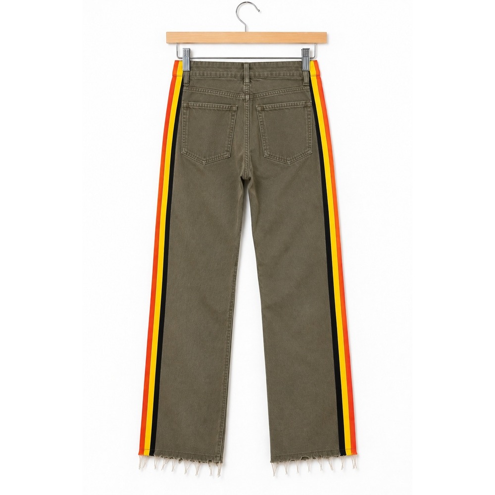 Pam & Gela Olive Uniform Side Stripe Crop Lace Up Back Utility Pants 25 - Picture 4 of 8